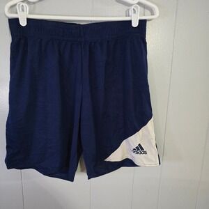 Adidas Soccer Shorts Mens Large Navy Blue White Climalite Athletic Training